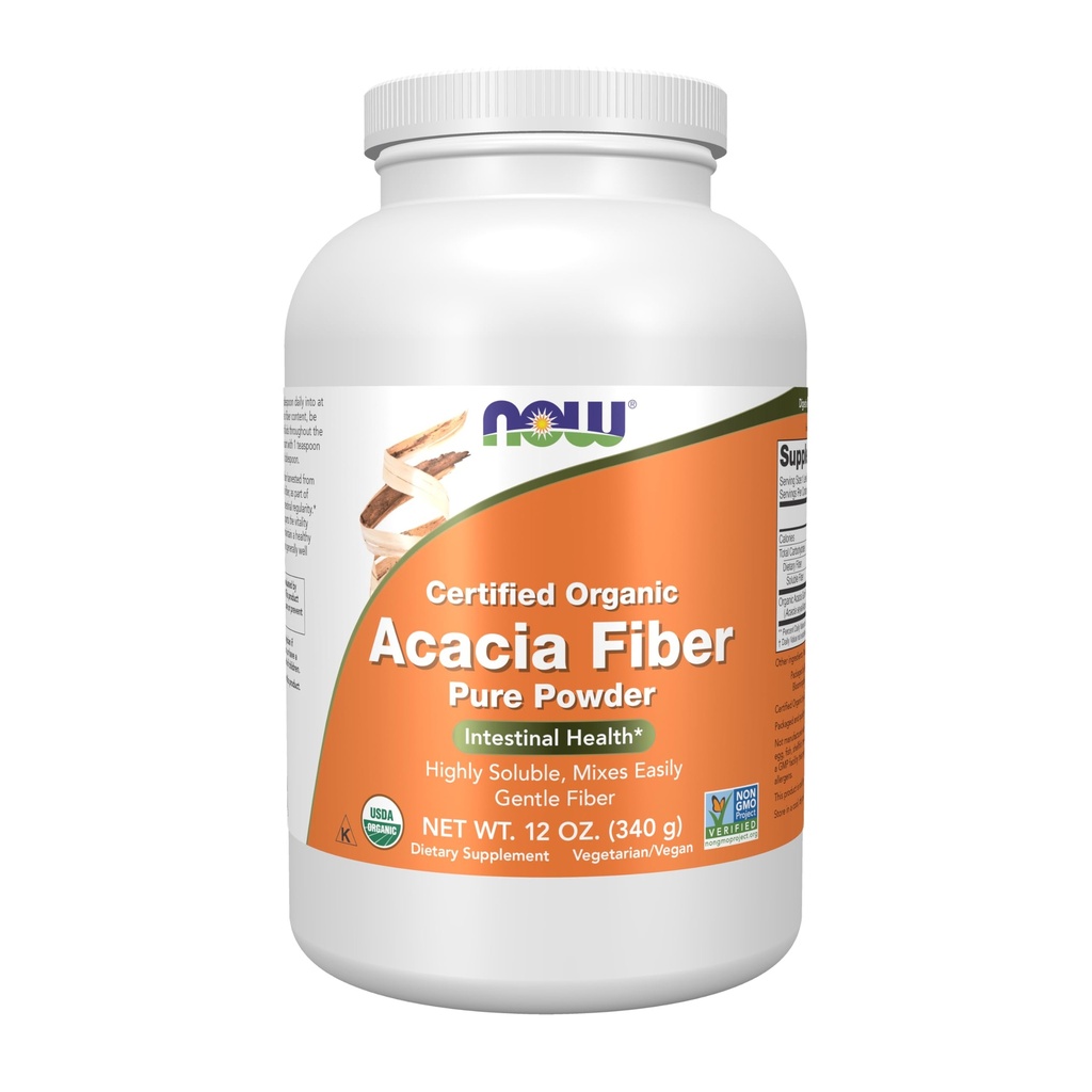 Şimdi Gıdalar Tamamlar, Acacia Pure Toz, sertifikalı Organik, Yüksek derecede ►, Mixes kolayca, Intestinal Health*, 12Ounce