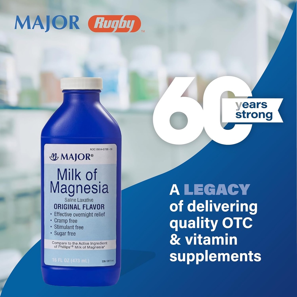 Magnesia Saline Laxative - Original Flavor - Gece Yardımı - Stimulant-Free, Sugar-Free - 16 Fl Oz