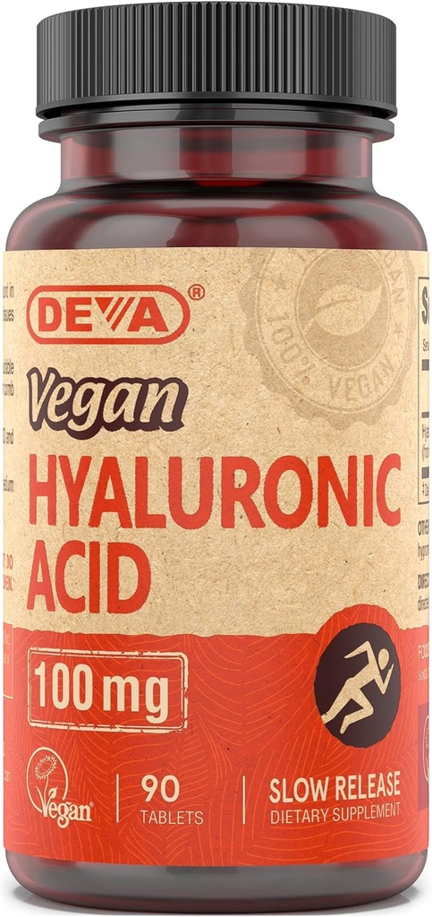 DEVA Beslenme Vegan Hyaluronik Asit 100 mg - Non-GMO & Non-Hemolytic - 90 Tablet, 1-Pack