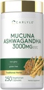Carlyle Mucuna Ashwagandha ile | 3000 mg | 250 Capsules | Mucuna Pruriens Supplement | Vegetarian, Non-GMO, Gluten Free