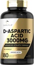 Carlyle D Aspartic Acid Supplement for Men and Women | 3000 mg | 180 Capsules | DAA Pills | Advanced Athlete Formula | Non-GMO & Gluten Free Supplement