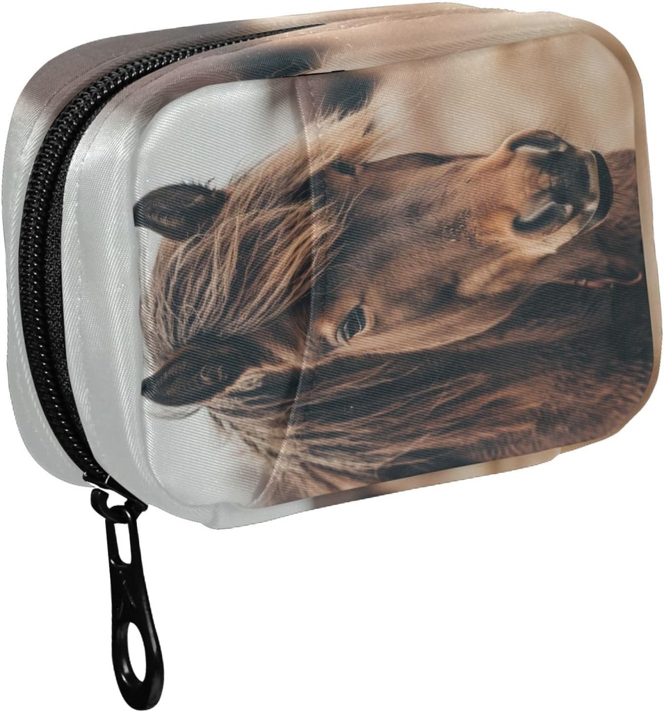 Fustylead Brown Mane Horse Close Up Pill Organizer Case with lips 2 Times A Day for Vitamin and Supplement, 7 Day Travel Organizer Tıp Vakası