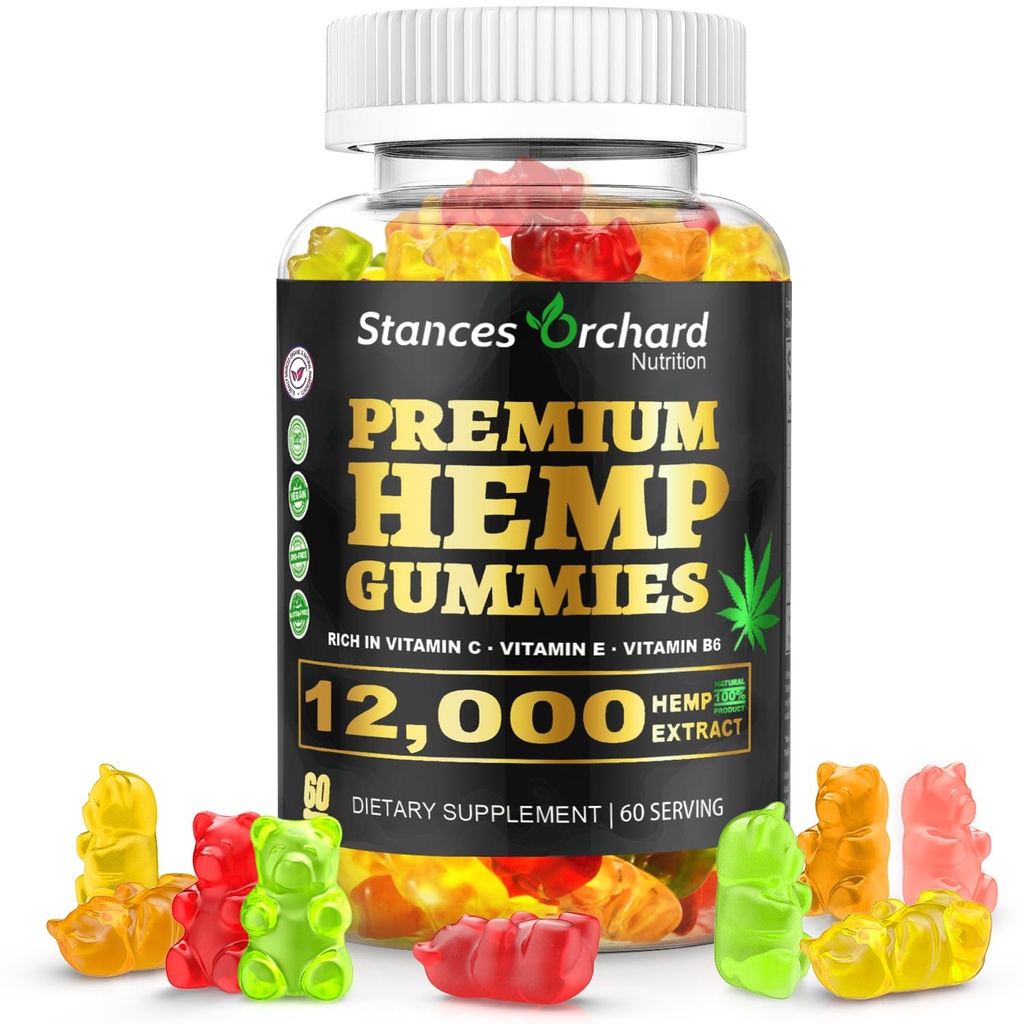 Hemp Gummies Advanced Extra Strength - Υψηλής ισχύος κάνναβη Gummy για ενήλικες Χαλάρωση - Φυσικό, Βιολογικό, Χωρίς Ζάχαρη, Vegan, Φρουτώδεις Βρώσιμες - 60 Count, 2-Month Supply