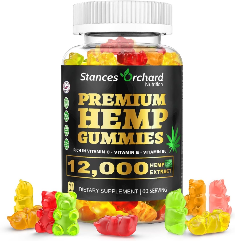 Hemp Gummies Advanced Extra Strength - High Potency Hemp Gummy for Yetişkinler Relaxation - Natural, Organic, Sugar Free, Vegan, Fruity Edibles - Count 60, 2Month Supply