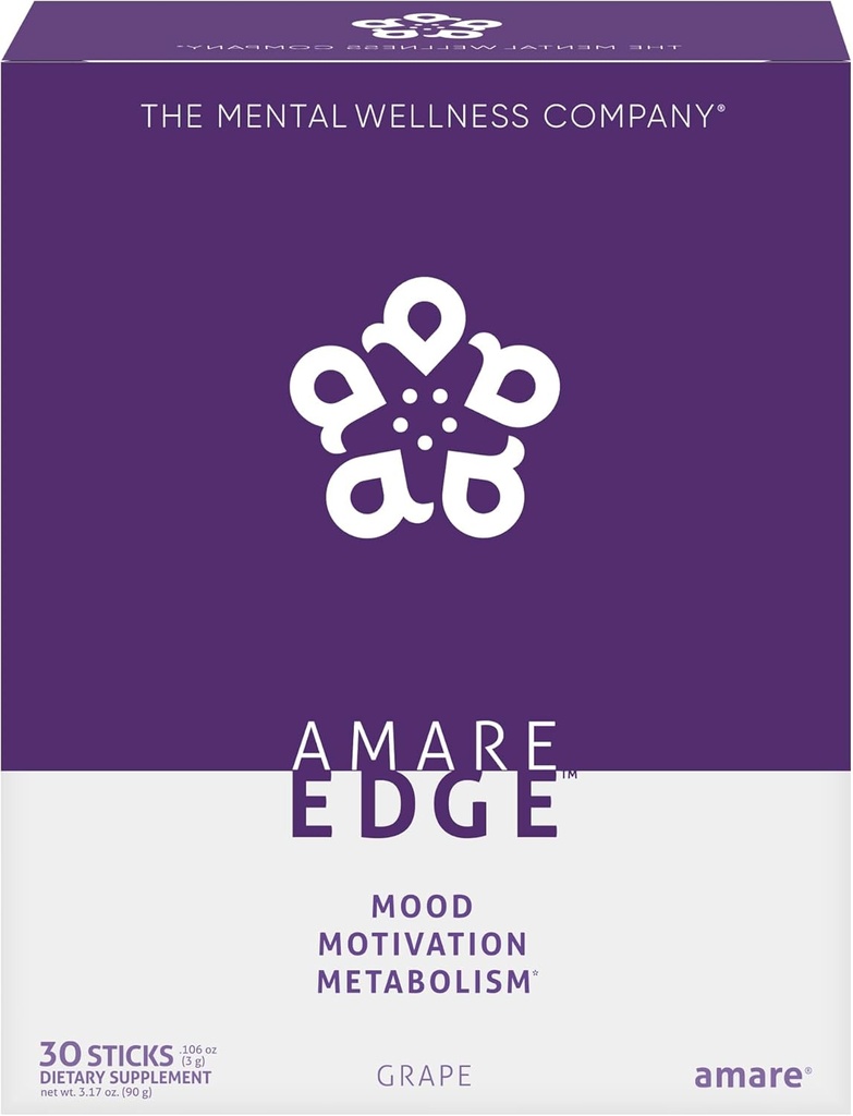 Amare EdgeTM Plant Based Nootropic Toz Drink for Endurance and Motivasyon, Grape, 30 Hizmet