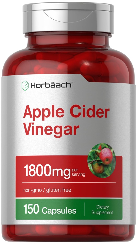 Horbäach Apple Cider Vinegar Capsules | 1800 mg | 150 Pills | Non-GMO, Gluten Free Supplement Supplement