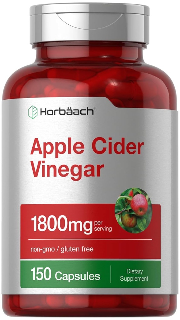 Horbäach Apple Cider Vinegar Capsules | 1800 mg | 150 Pills | Non-GMO, Gluten Free Supplement Supplement