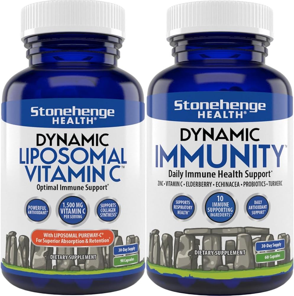 Stonehenge Health Dynamic Liposomal Vitamin C + Dynamic Immunity Sche Supplements to Support Immune System, Collagen Synthesis ve Beyin Sağlığı