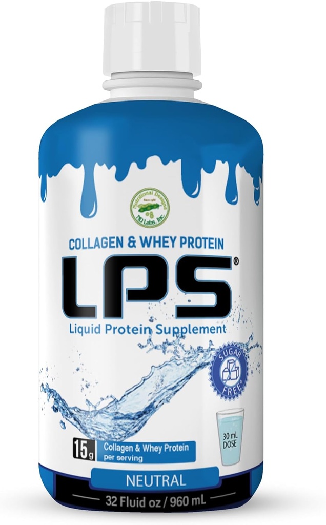 Διατροφικά Σχέδια LPS Liquid Collagen & Whey Protein Supplement - Sugar-Free Μη-GMO Drink - Προάγει το Υγιεινό Δέρμα & τα Μαλλιά για Άνδρες & Γυναίκες (Neutral)