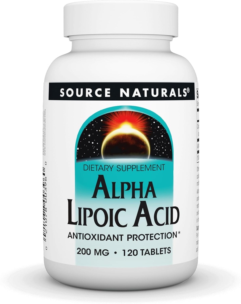 Source Naturals Alpha Lipoic Acid 200 mg Sağlıklı Şeker Metabolism, Liver Function & Energy Generation - 120 Tabletler