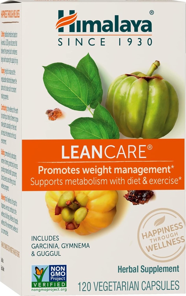 Himalaya LeanCare - Kilo ve Metabolism Desteği Garcinia Cambogia, Gymnema Sylvestre ve Guggul - Vegan, Non-GMO, Gluten Free, 600 mg, 120 Capsules
