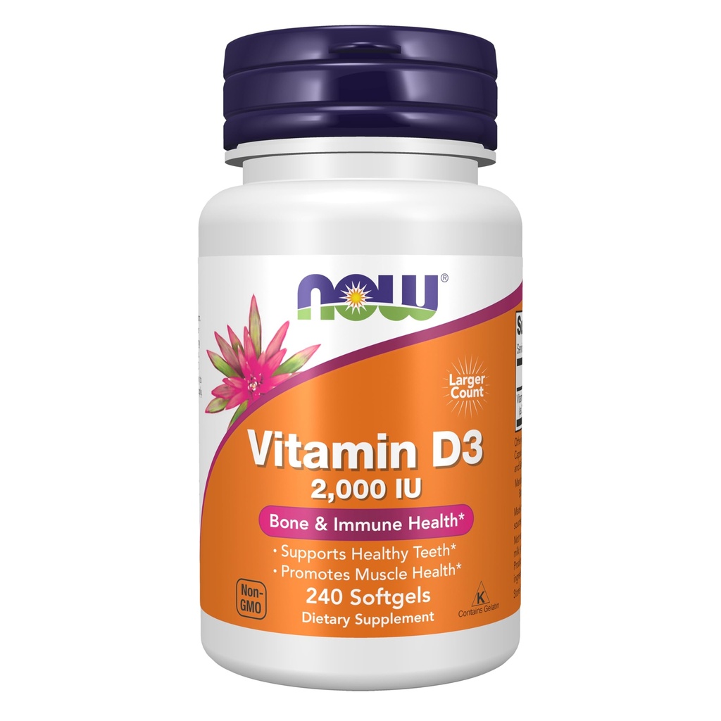 Şimdi Gıdalar Tamamlar, D-3 2,000 IU, Yüksek Potency, Yapısal Destek*, 240 Softgels