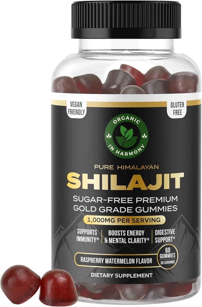 30 MG Pure Organic Shilajit Gummies for Men & Women, Sugar-Free Shilajit Supplement, 85+ Trace Minerals & Fulvic Acid - Find Congitive & Mood, Immunity and Energy, 60 Gummies.