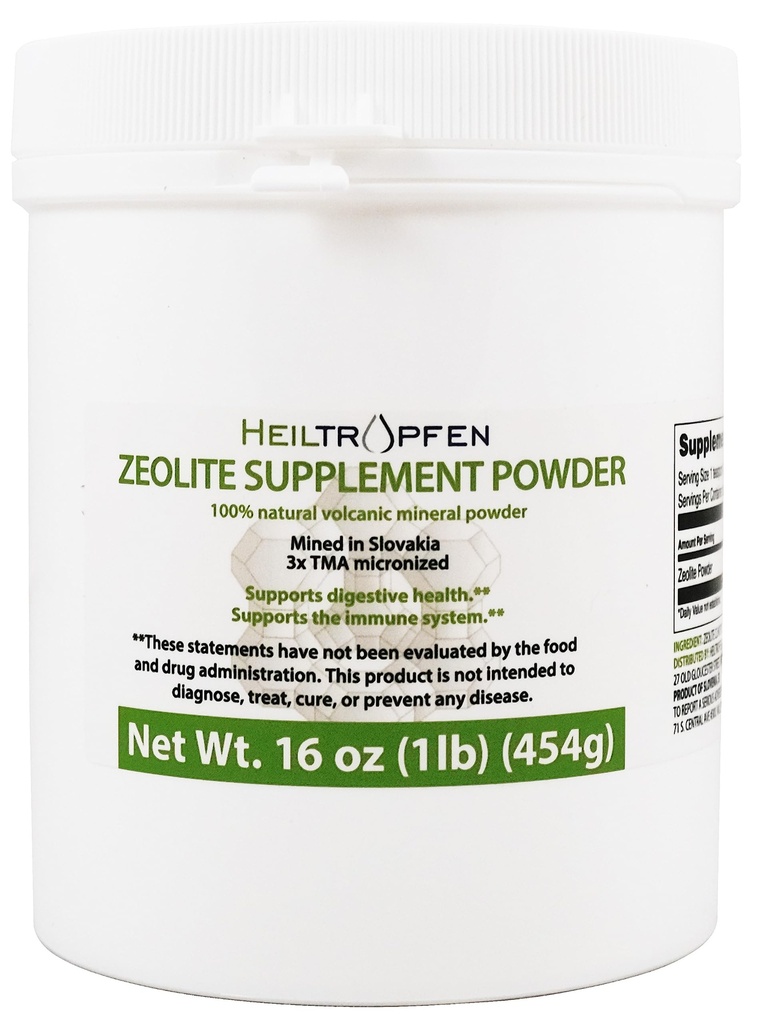 Heiltropfen Zeolite Toz | Diyetsel Tamam | 3X Aktif | 1 lb - 454 g | Detox | Clinoptilolit 94+-3 | Doğal Mineral Toz | Ultra FINE Less-Than 2 μm