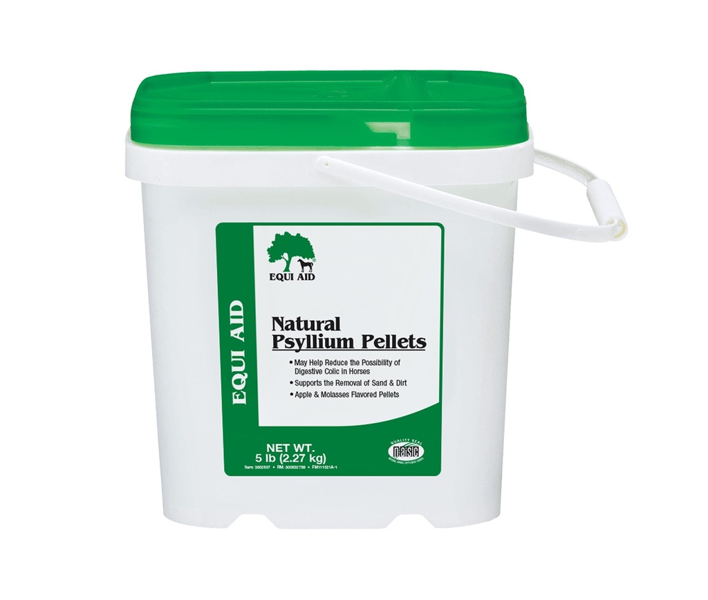 Farnam Equi Aid Natural Horse Psyllium Pellets Supplement for Horses, Supports Removal of Sand & Dirt from the Ventral Colon, 5 Pound, 16 Scoops