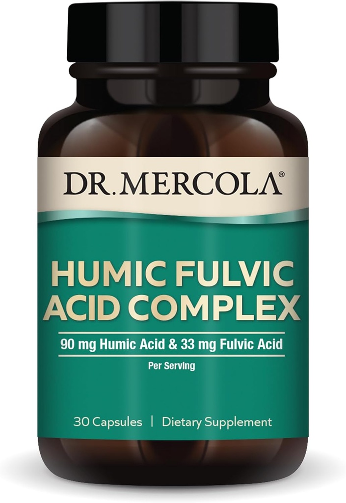 Dr. Mercola Humic Fulvic Acid Complex - Υποστήριξη για την Υγεία των Ούρων - Βοηθήματα Περιστασιακά Βλέψιμο & Δυσπεψία - Υποστηρίζει επίσης Ανοσοποιητική, Εγκεφαλική & Κυτταρική Υγεία - Μη Γλουτένη & Χωρίς - 30 Κάψουλες (30 Υπηρεσίες)