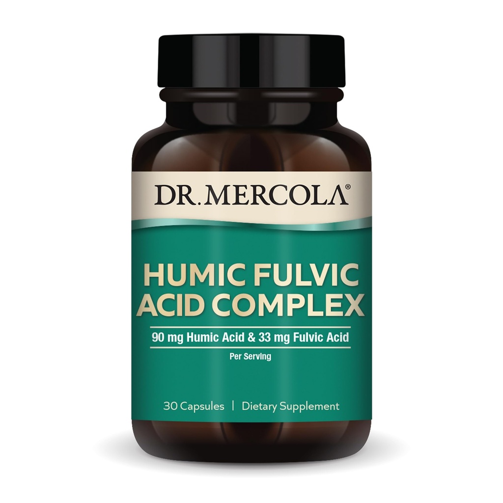Dr. Mercola Humic Fulvic Acid Complex - Υποστήριξη για την Υγεία των Ούρων - Βοηθήματα Περιστασιακά Βλέψιμο & Δυσπεψία - Υποστηρίζει επίσης Ανοσοποιητική, Εγκεφαλική & Κυτταρική Υγεία - Μη Γλουτένη & Χωρίς - 30 Κάψουλες (30 Υπηρεσίες)