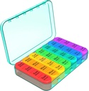 Daviky Pill Organizer 4 φορές την ημέρα, Weekly Pill Box Travel Pill Case, Daily Medicine Organizer 7 Day, Big Pill Container Holder to Hold Vitamins, Χάπια, Συμπληρώματα (Cyan)