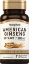 Piping Rock American Ginseng Capsules | 1200 mg | 110 Pills | Root Extract Supplement | Panax Quinquefolius | Non-GMO, Gluten Free Free