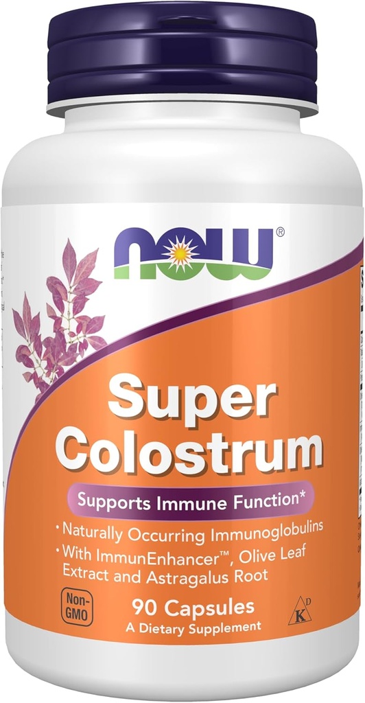 Şimdi Gıdalar Tamamlıyor, Super Colostrum 500 mg, Doğal olarak ImmunEnhancerTM, Olive Leaf Extract ve Astragalus Root, 90 Veg Capsules