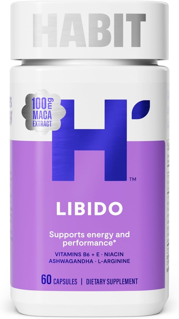 Habit Libido Supplement (60 Capsules) - New Look, Natural Aphrodisiac Mix with Maca, Ashwagandha L-Arginine, Supports Energy and Performance, Vegan, Non-GMO (1 Pack)