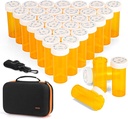 32 PCS άδειο μπουκάλια χάπι με θήκη μεταφοράς για ιατρική συνταγή, 8DR πλαστικό μπουκάλι συνταγής με καπάκια απόδειξης του παιδιού, Push Down and Turn, Prescription Vial, Medicine Container
