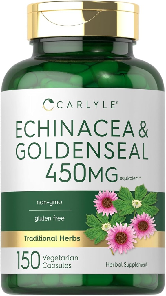Carlyle Echinacea Goldenseal Capsules | 150 Kont | Vegetarian, Non-GMO, Gluten Free