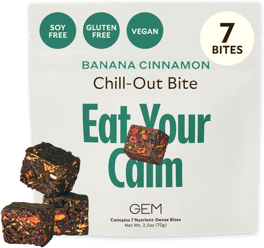 GEM Calm Essentials Magnezyum with for Stress Support and Focus, Lemon Balm, Gluten Free, Vegan, Banana Cinnamon, 7 Pack of 7