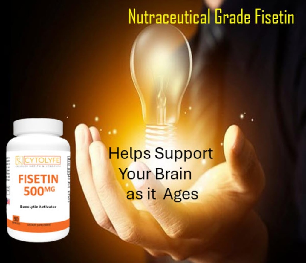 Fisetin 500mg 98% Pure Fisetin 500mg Therapeutic Dose 30 Capsules Senolytic Activator Anti-Aging Longevity