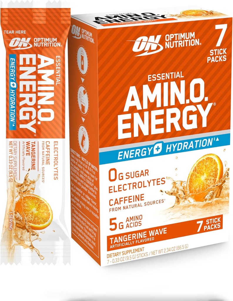 Optimum Beslenme Temelleri Enerji Plus Elektrolytes Stick Packs, Enerji Toz, Tangerine Wave, 7 Count