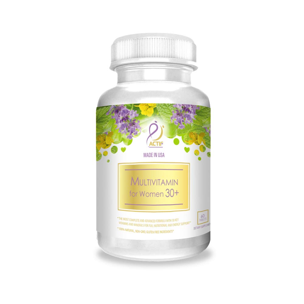 Actif Organic Multivitamin for Women Age 30+ with 30 Organik Vitamins and Organic Herbs, Non-GMO, Made in USA, 2Month Supply