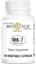 Bio-Tech Pharmacal MK-7 (Vitamin K2), 100 Sebze Capsules – All-Doğal Supplement – Supports Cardiovascular & Bone Health – No Dairy, Fish, Gluten, Peanut, Shellfish, GMOs, Kosher, Halal, & Soy –