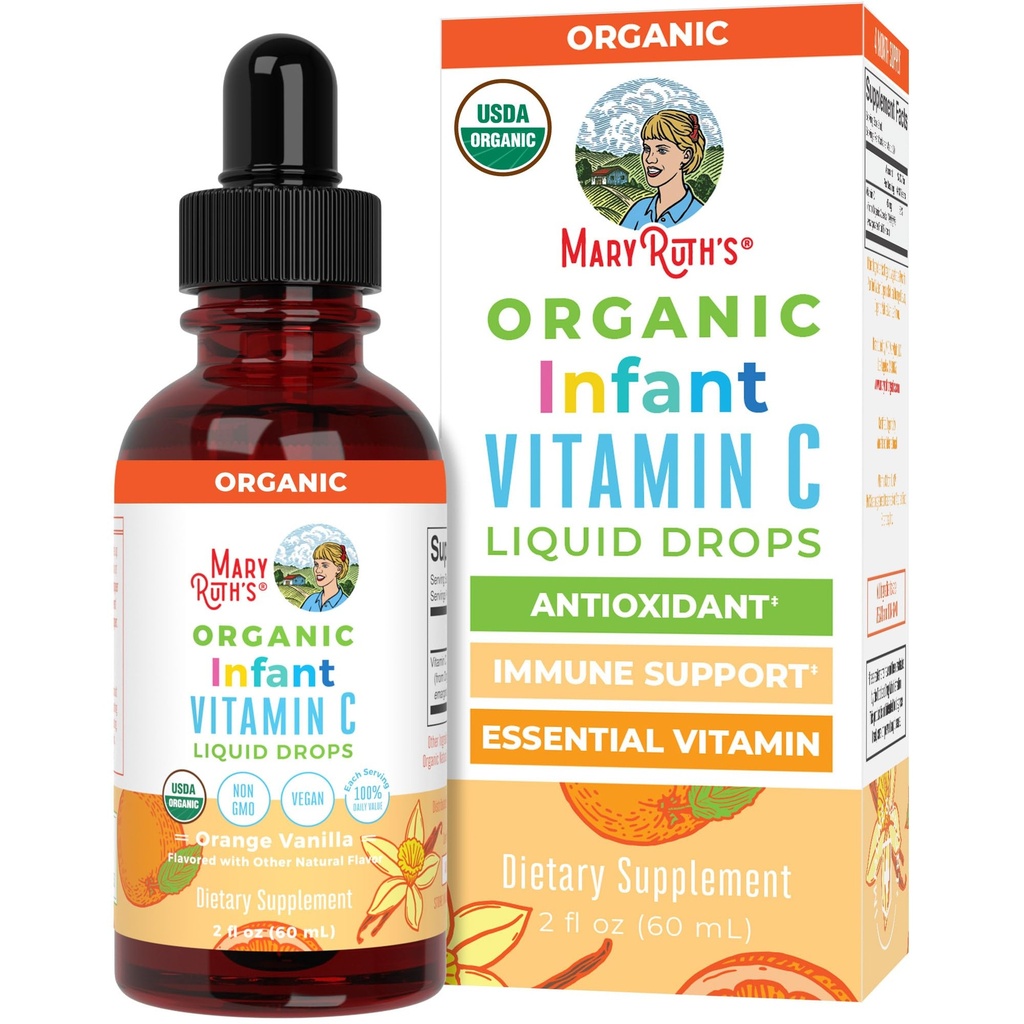 MaryRuth Organics Infant & Bebek Vitamin C Supplement | USDA Organik Vitamin C Sıvı Merdivenler Bebekler | 6-12 Ay | Immune Support | Genel Sağlık | Vegan | Non-GMO | Gluten Ücretsiz | 2 Fl Oz | Gluten