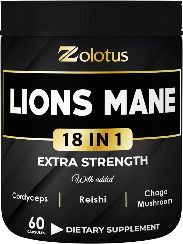 Zolotus Lions Mane Mushroom Κάψουλες με Cordeyceps, Elderberry, Ginkgo Biloba, Bakopa - 60 Κάψουλες