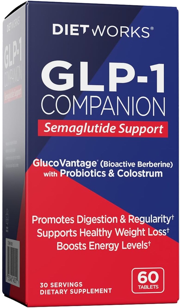 DietWorks GLP-1 Companion, Semaglutide Υποστήριξη, προωθεί την πέψη και την κανονικότητα, ενισχύει τα επίπεδα ενέργειας, 60 δισκία