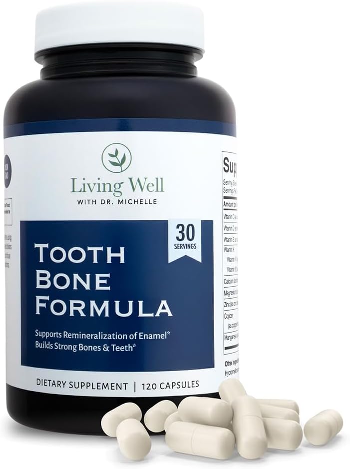 Dr. Michelle Tooth & Bone Formula ile Yaşamak - Bone Strength & Tooth Enamel Desteği için, D3 + K2, 120 Capsules, Non-GMO, Gluten-Free Free