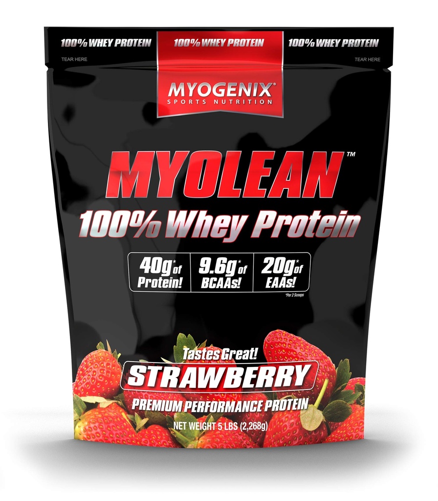 Myogenix Myolean –% 100 Whey Protein Toz – Servis başına 40g protein – Low Carb – Parlaklar için ideal, Meal Emekli Shakes, Pre Workout & Post Workout Shakes – Strawberry (5lbs)