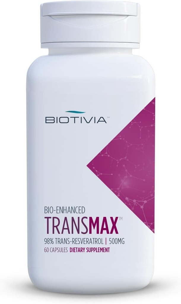 Transmax 1000mg% 98 Trans-resveratrol + Polydatin + Piperine Bio-Availability için. Yapay Havuzlar veya Katkılar yok. 60x500 mg Vegan Capsules