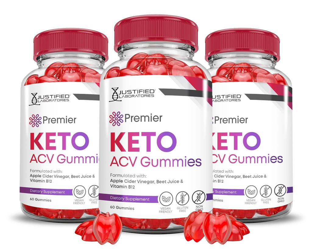 Justified Laboratories (3 Pack Premier Keto ACV Gummies Premier Keto Gummies Advanced 1000MG Apple Cider Vinegar Formated with Pomegranate Beet Juice Powder B12 Vegan Non GMO 180 Gummys