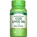 Nature's Truth Norveç Cod Liver Oil | 100 Softgels | EPA & DHA | Non-GMO & Gluten Free Supplement Supplement