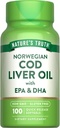 Nature's Truth Norveç Cod Liver Oil | 100 Softgels | EPA & DHA | Non-GMO & Gluten Free Supplement Supplement