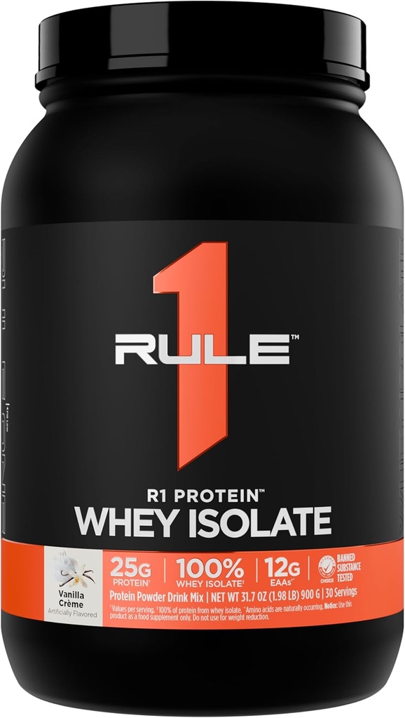 Kural 1 R1 Protein Whey Isolate - 25g protein & 6g BCAA, Workout Recovery (2 Pounds*, Vanilla Créme) için izolasyonlu ve Hydrolyzed Kaynaklardan Özel olarak