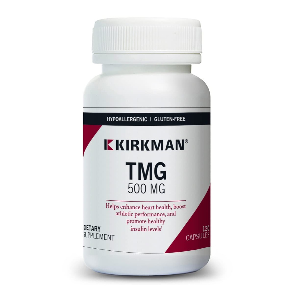 Kirkman TMG 500 mg - Hipoallergenik -120 Vegetarian Capsules - Tritilglycine - Gluten Free - Casein Free