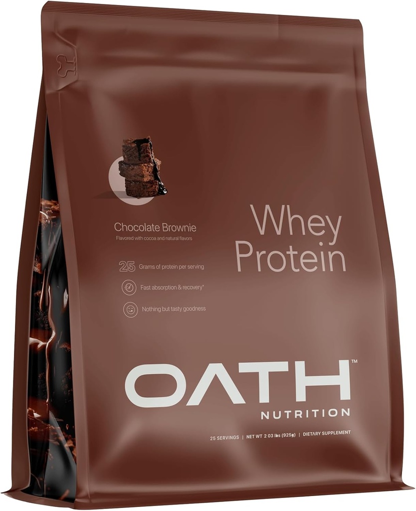 OATH NUTRITION Whey protein Toz, Chocolate Brownie, 25 Protein Grams ve sadece 1 Gram of Sugar in Service, 2 lbs, 25 Servisler