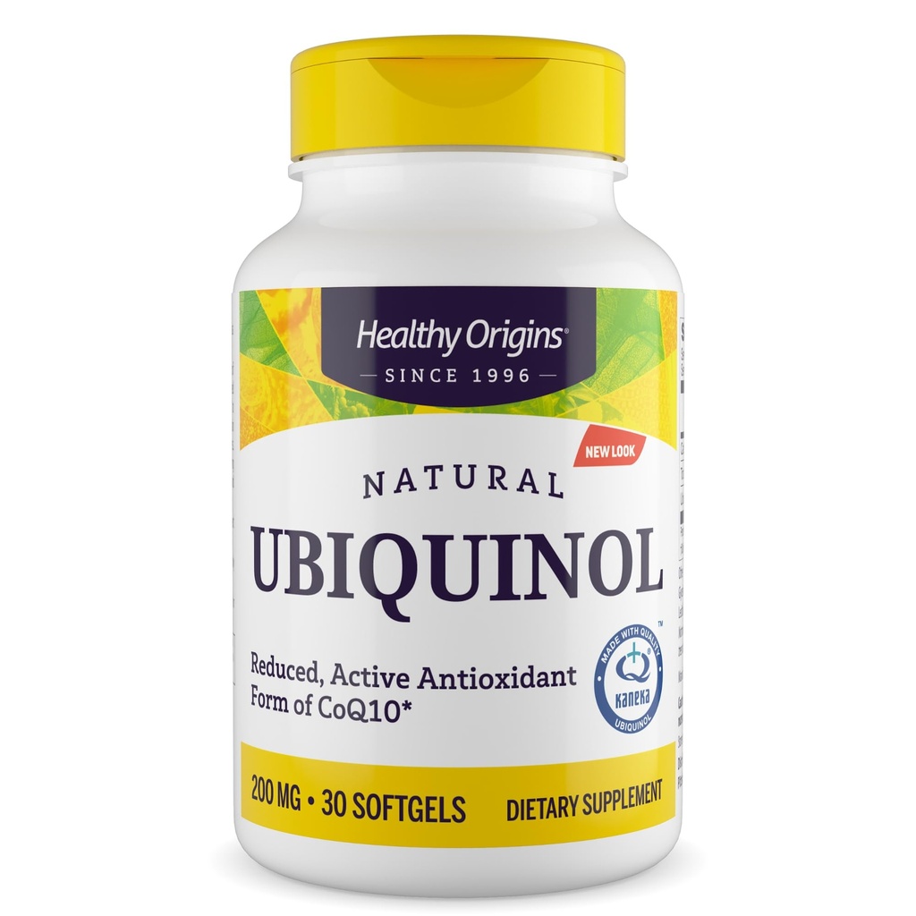 Sağlıklı Origins Ubiquinol (CoQ10), 200 mg - Ubiquinol Supplements for Heart Health & Antioksi Support - Gluten-Free & Non-GMO Supplement - 30 Softgels