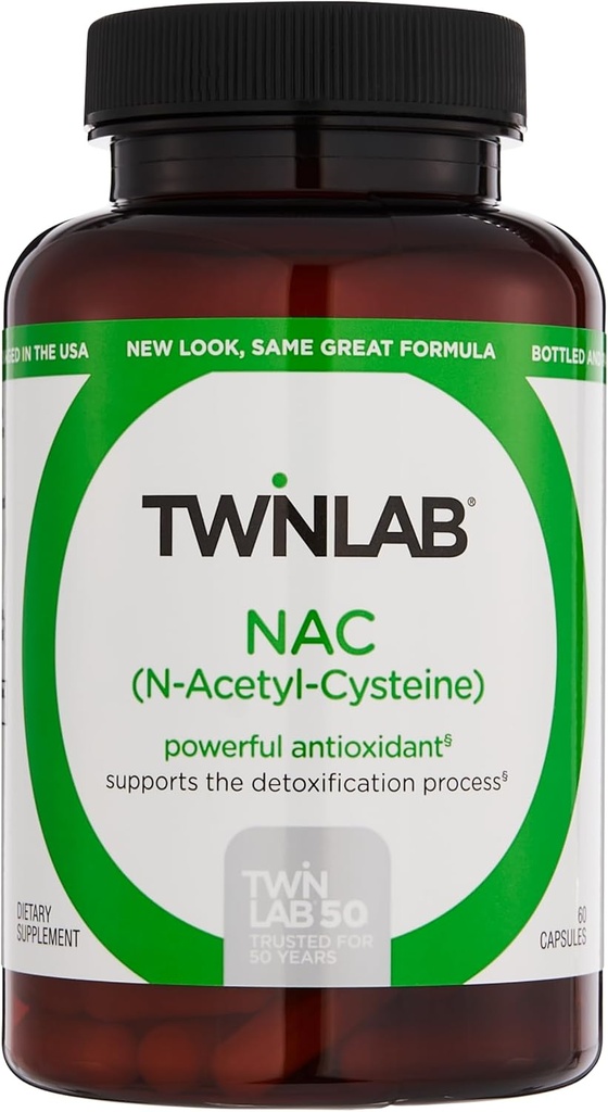 Twinlab N-Acetyl-Cysteine (Nac) - Erkekler ve Kadınlar için Antioksi Supplements - 600 mg, 60 Capsules