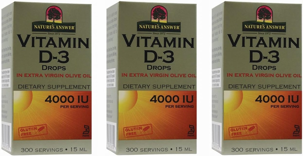 Nature's Cevap Vitamin D-3 Drops 4000 LU, 0,5-Ounce, 3 sayı