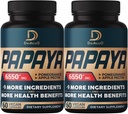 10in1 Pure Papaya Enzymes for Digestion 6550 mg 4 Ay Destek Digestion, Immune & Body Health - Çevirili Pomegranate, Apple Pectin, Ginger, Turmeric, Peppermint - 2 Packs 60 Counts