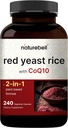 CoQ10, 240 Veggie Capsules ile Red Yeast Rice | Gelişmiş Kalp Sağlığı Herbal Supplement – Enerji ve Kalp Sağlığı için Antioksi Desteği – Non-GMO