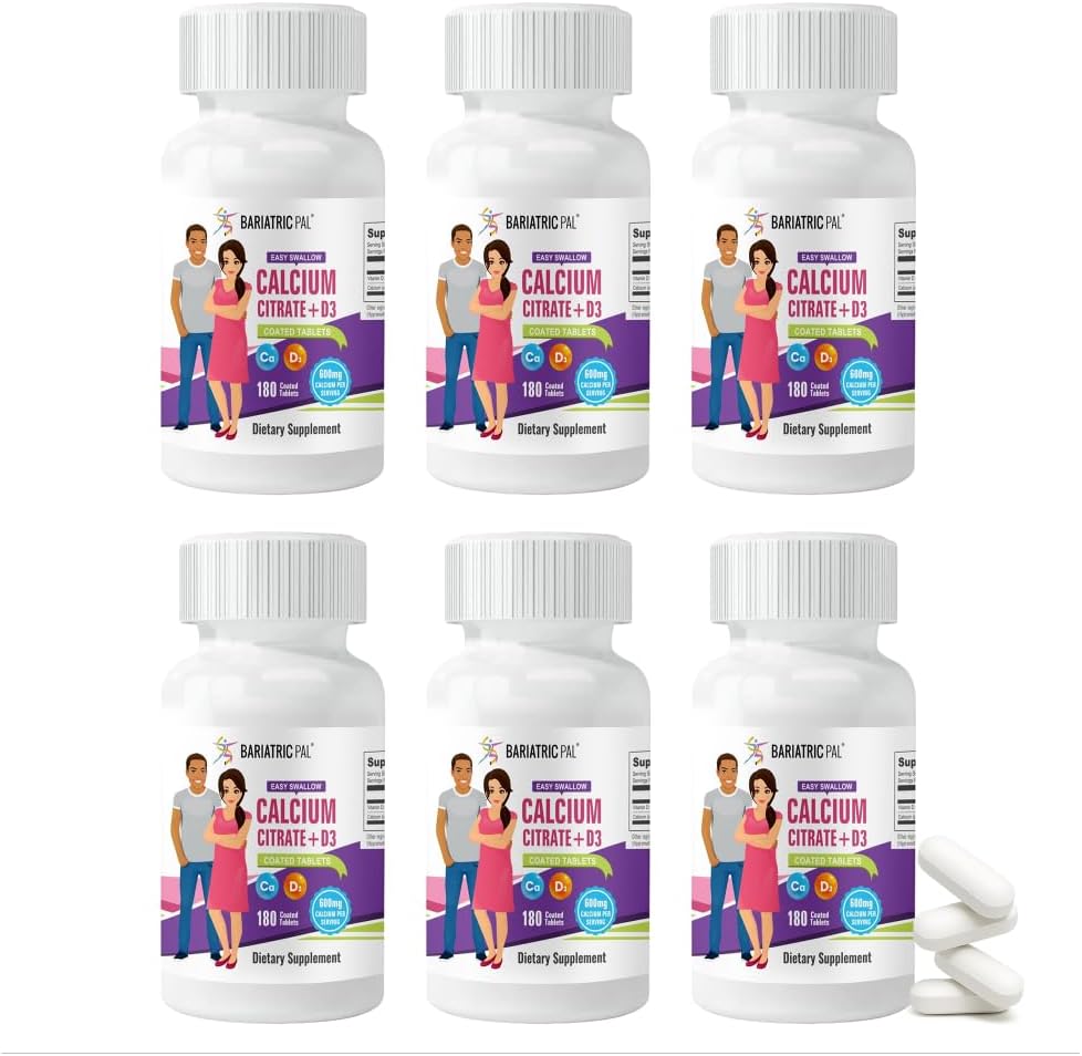 BariatricPal Easy Swallowdis Citrate (600 mg) ve D3 Kaplama Tabletleri (180-Day Supply)